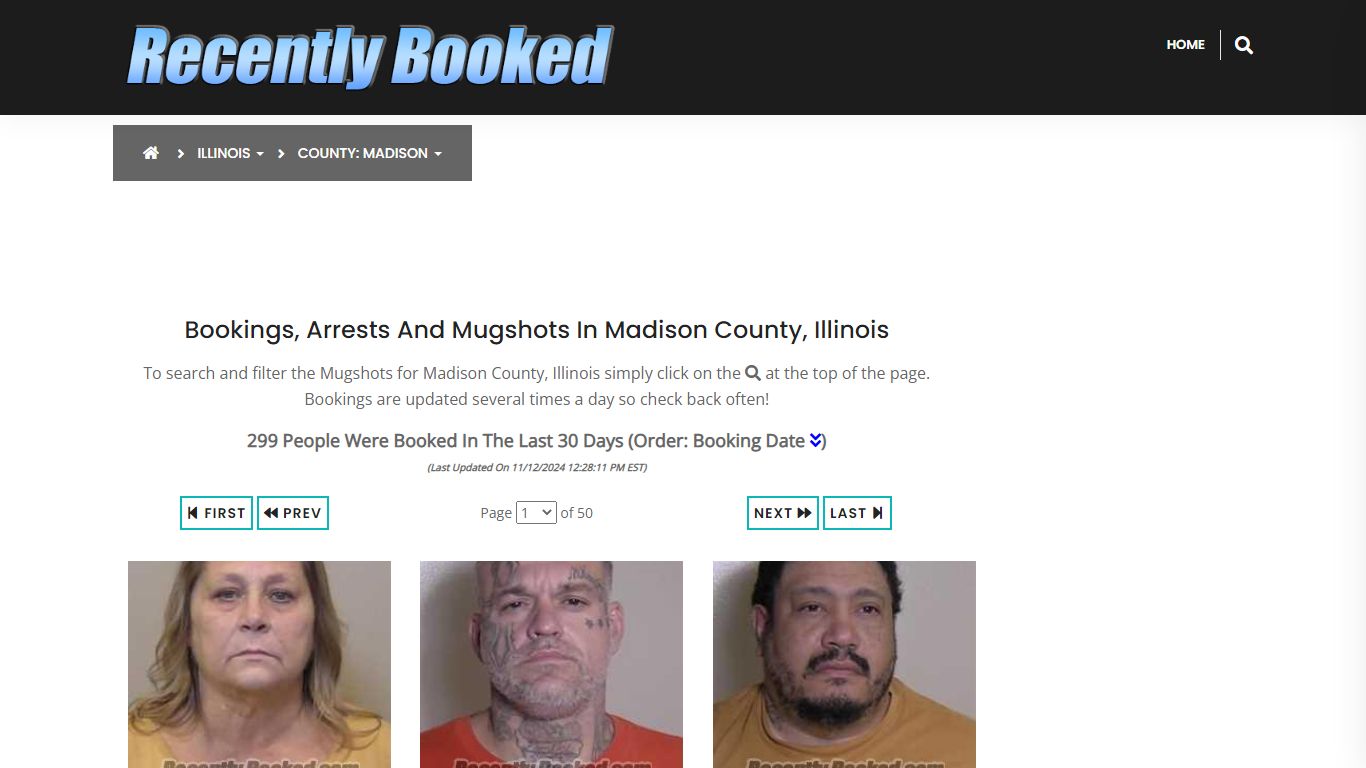 Bookings, Arrests and Mugshots in Madison County, Illinois